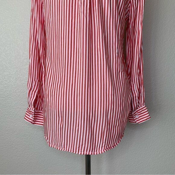 Beachlunchlounge Red White Stripe Front Button down Shirt - Picture 9 of 11